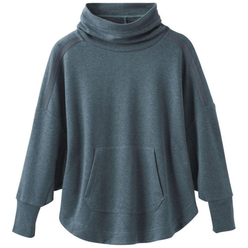 Prana Women's XS Cozy Up Poncho Sweatshirt Turtleneck Pocket Black